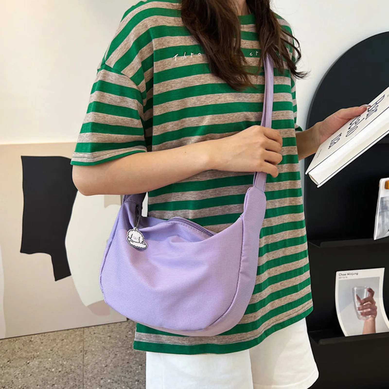 Jiaozi Bao Women Solid Harajuku Allmatch Simple Multifunctional Handbags Large Capacity Cross Body Bags For Teens Purse 250514