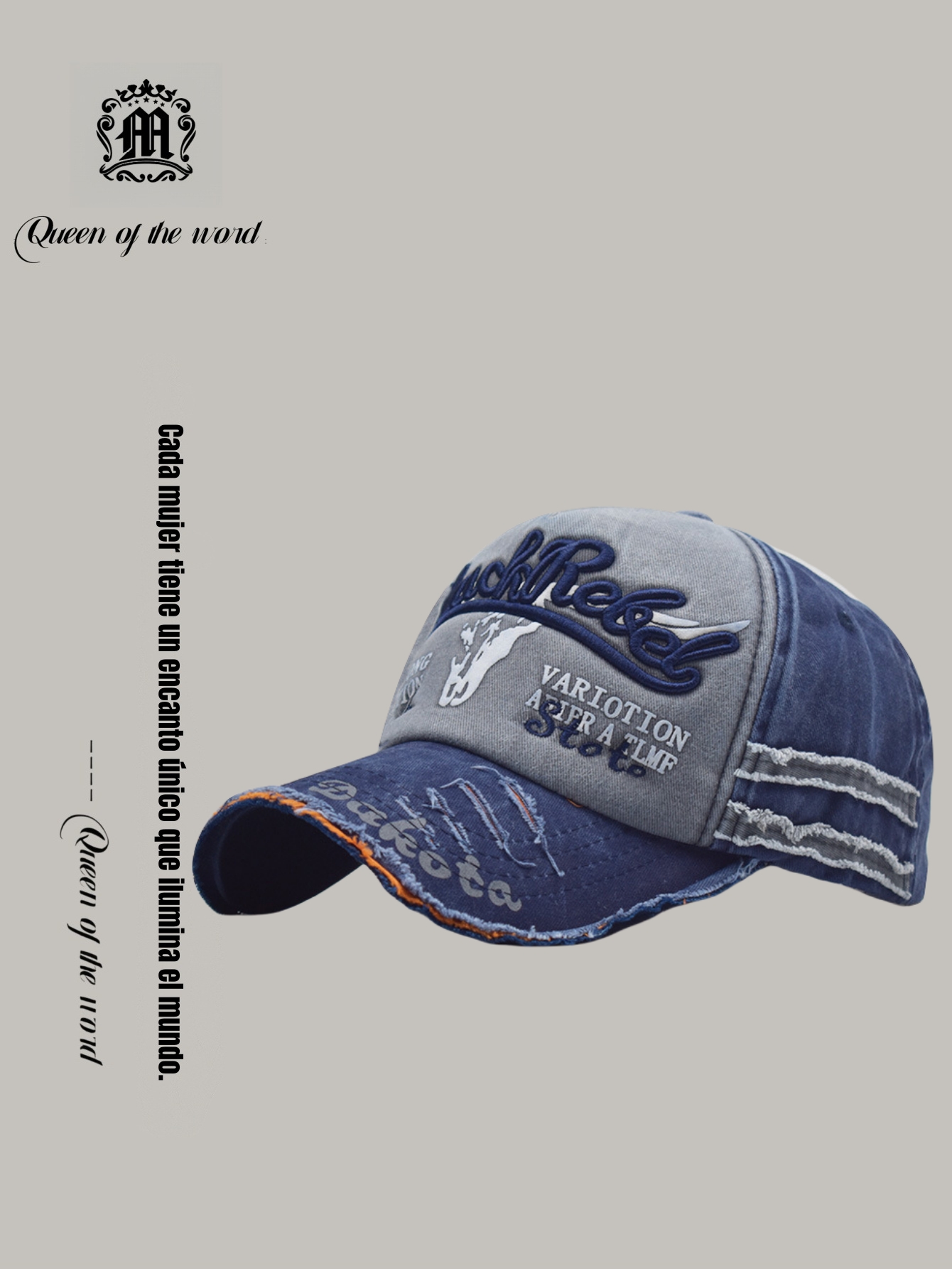 queen of the word 2 High-grade washed and distressed coated baseball cap Bull head embroidered hat sun hat