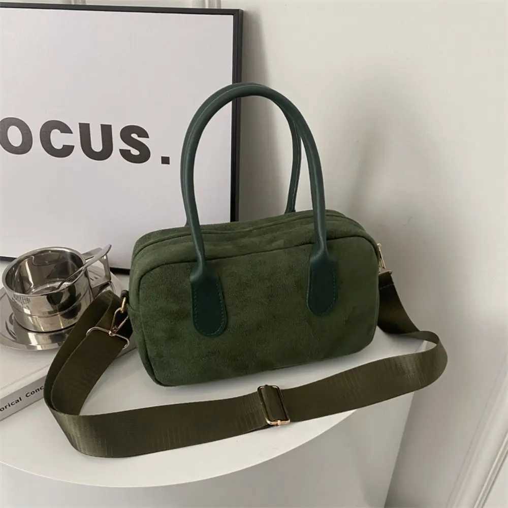 Brown Vintage PU Handbag Large Capacity Small Pack Suede Veet Shoder Bag Solid Color Korean Style Fem Bost Bag Students Z250514