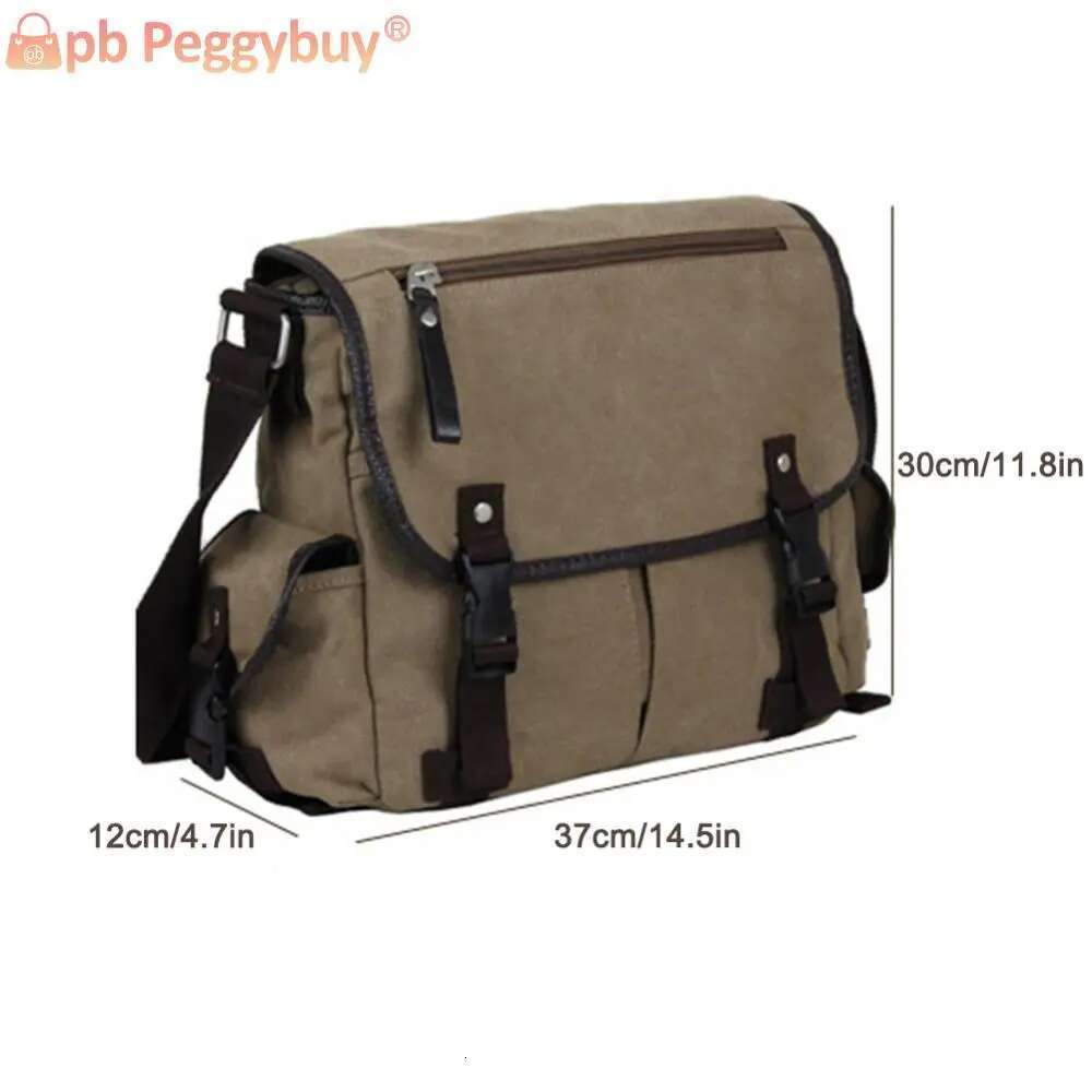 Vintage Messenger Bag Multi Pockets Crossbody Bags For Men Water Resistant 14 Inch Laptop Pouch Adjustable Strap For School Work