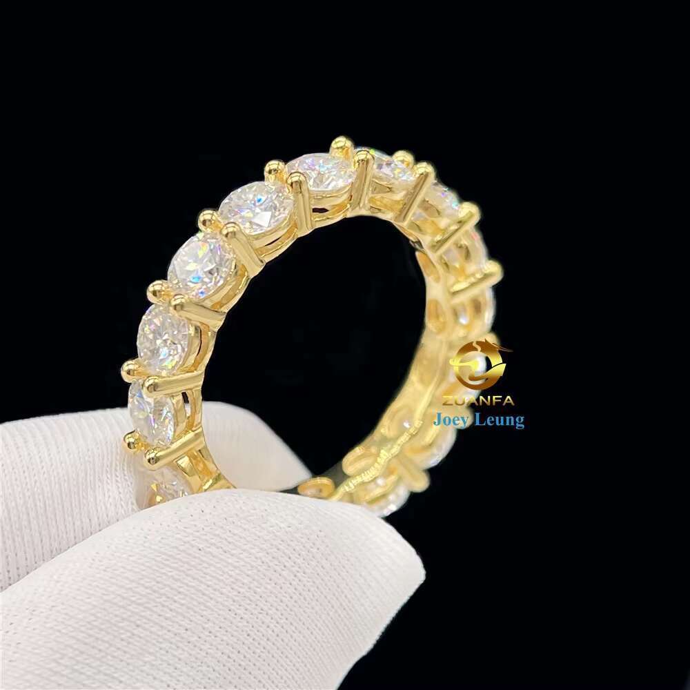 Luxury Style 925 Silver 14K 18K Gold Plated Hip Hop Jewelry VVS Moissanite Diamond Iced Out Band Rings