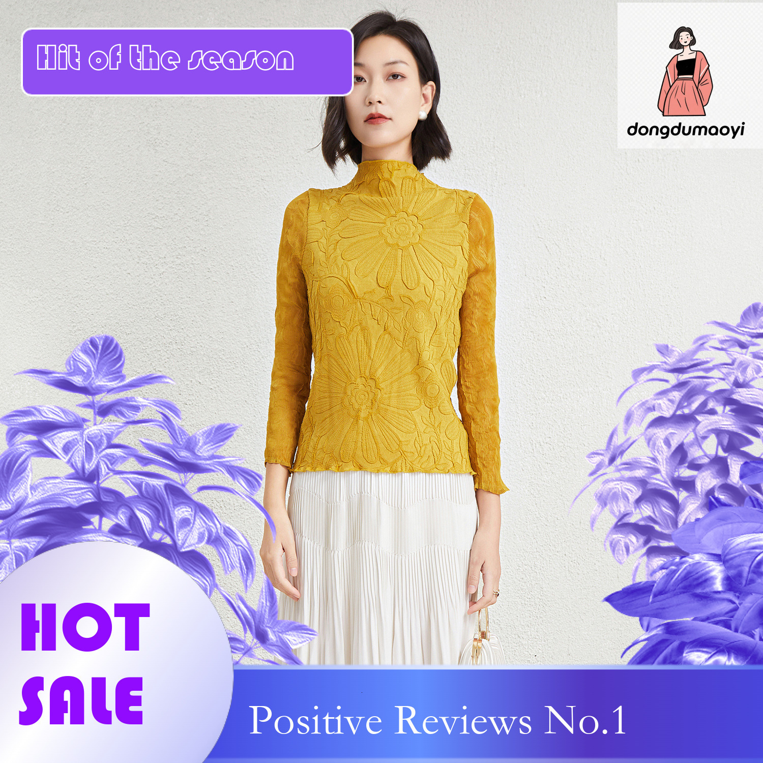 dongdumaoyi French undershirt for women in spring 2024, new three bedroom semi high neck lace chiffon small shirt, temperament inner top
