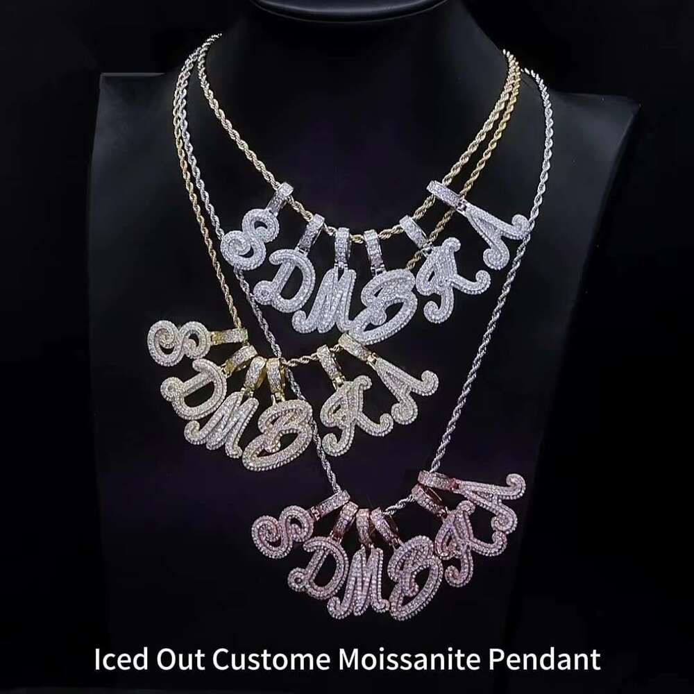 DE Classic D Color VVS1 Silica Letter Personal Hip Hop Pure Sier Pendant