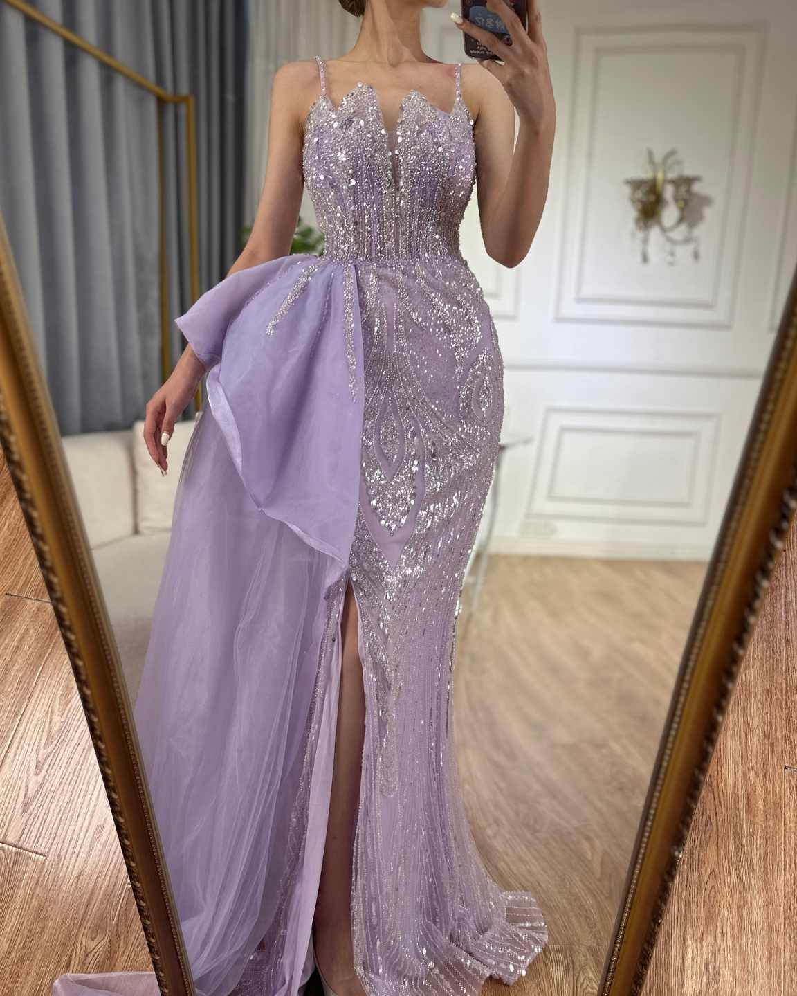 Graceful Purple Prom Dresses A-Line With Spaghetti Strap Sequins Ctystals Customized Zipper Court Gown Evening Dresses Plus Size Vestido De Noite