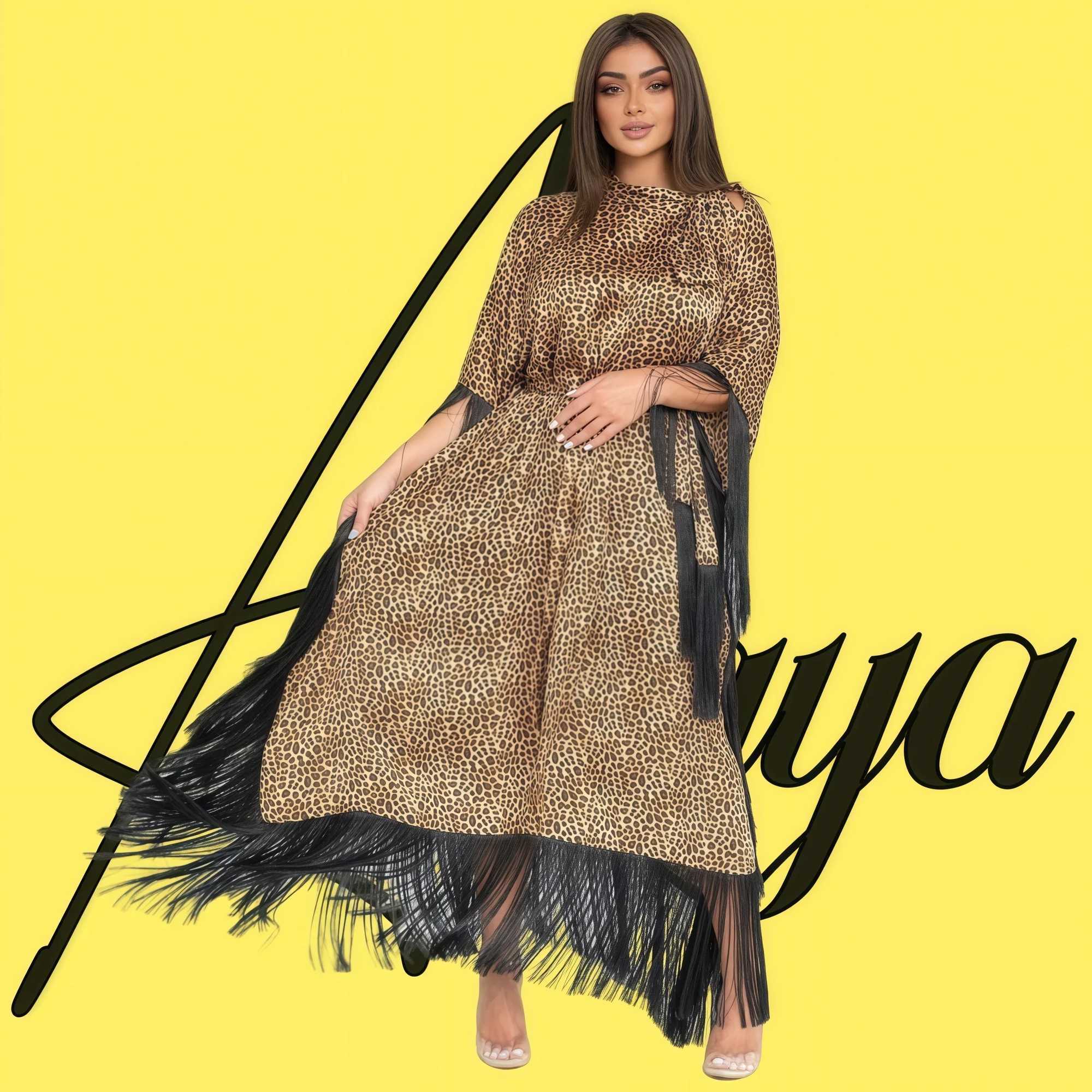 Fashion Womens Dresses Bat Slve Tassel Leopard Design Dresses Party Dresses 2025 Spring New X250514