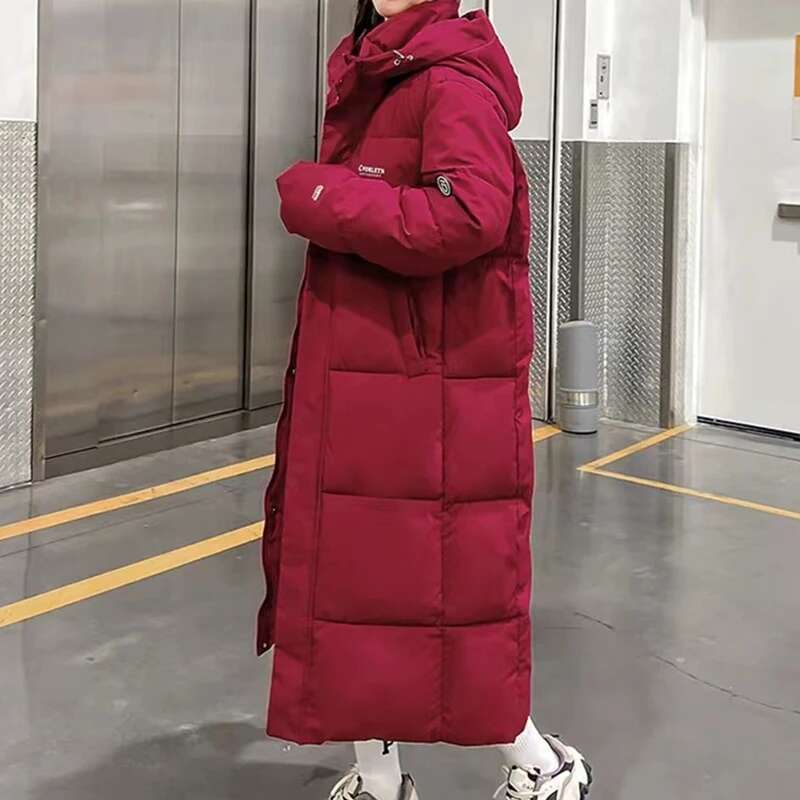 ITOOLIN Zipper Up Pockets Down Autumn Oversize Loose Turtleneck Thicken Long Coat Winter Women Casual Parkas