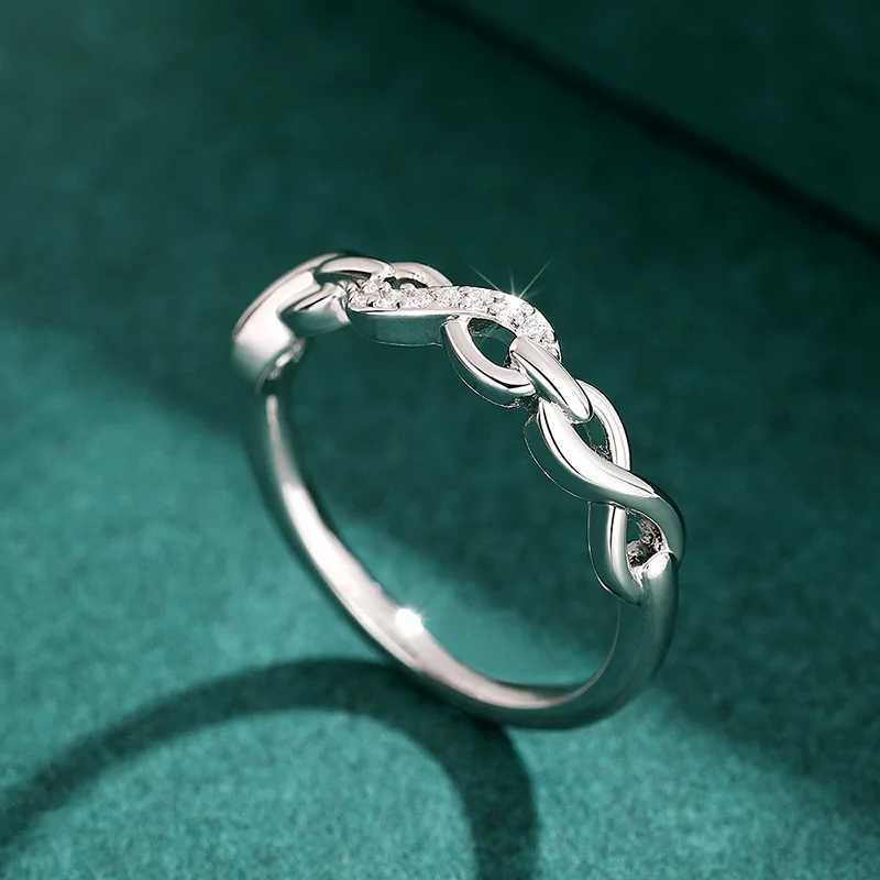 Simple Female Rings Genuine 925 Sterling Silver 8 Shed AAA Cubic Zircon Infinity Eternity Rings Jewelry Female Wedding GiftXJ250514