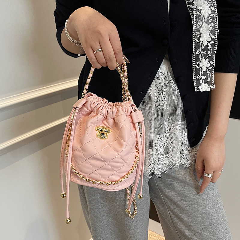 Women 2025 New Small Fragrant Style Mini Drawstring High Beauty Wealth Bucket Chain Single Shoulder Crossbody Bag