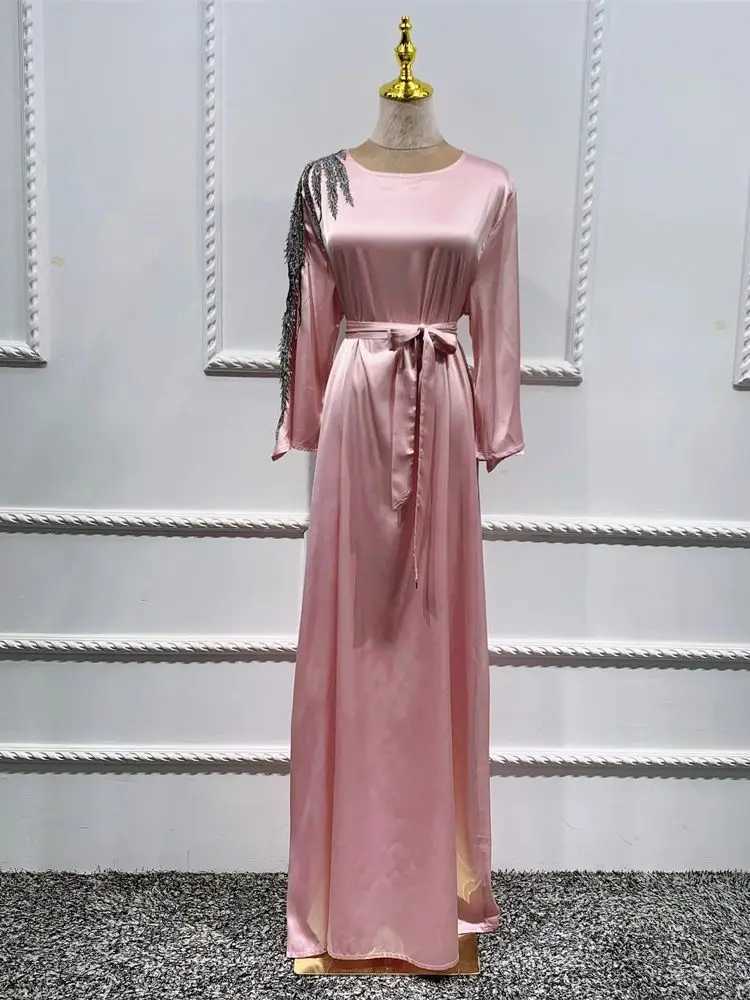 Ramadan Eid Satin Abaya Damen Luxury Islam Muslim Prayer Clothes Women Dress Ka Kaftan Robe Musulmane Caftan Marocain Femme X250514