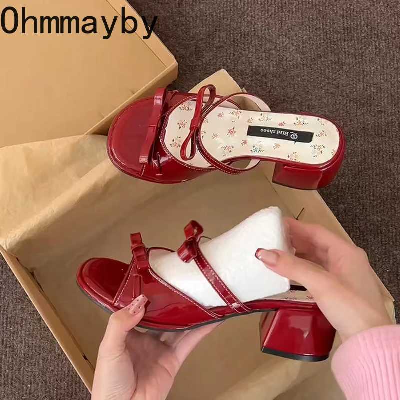 Summer Thick Heel Women Slippers Elegant Open Toe Dress Slides Ladies Concise Dancing Party Prom Shoes W250514