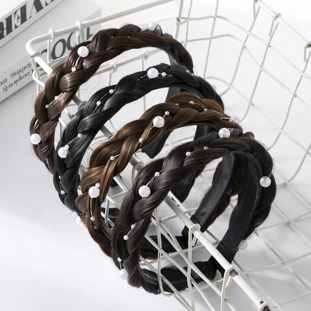 Pearl Twist Braid Hair Band For Women Toothed Non-slip Hair Hoop Elastic Headband Fashion Braids Hair Accessories Girls 250509