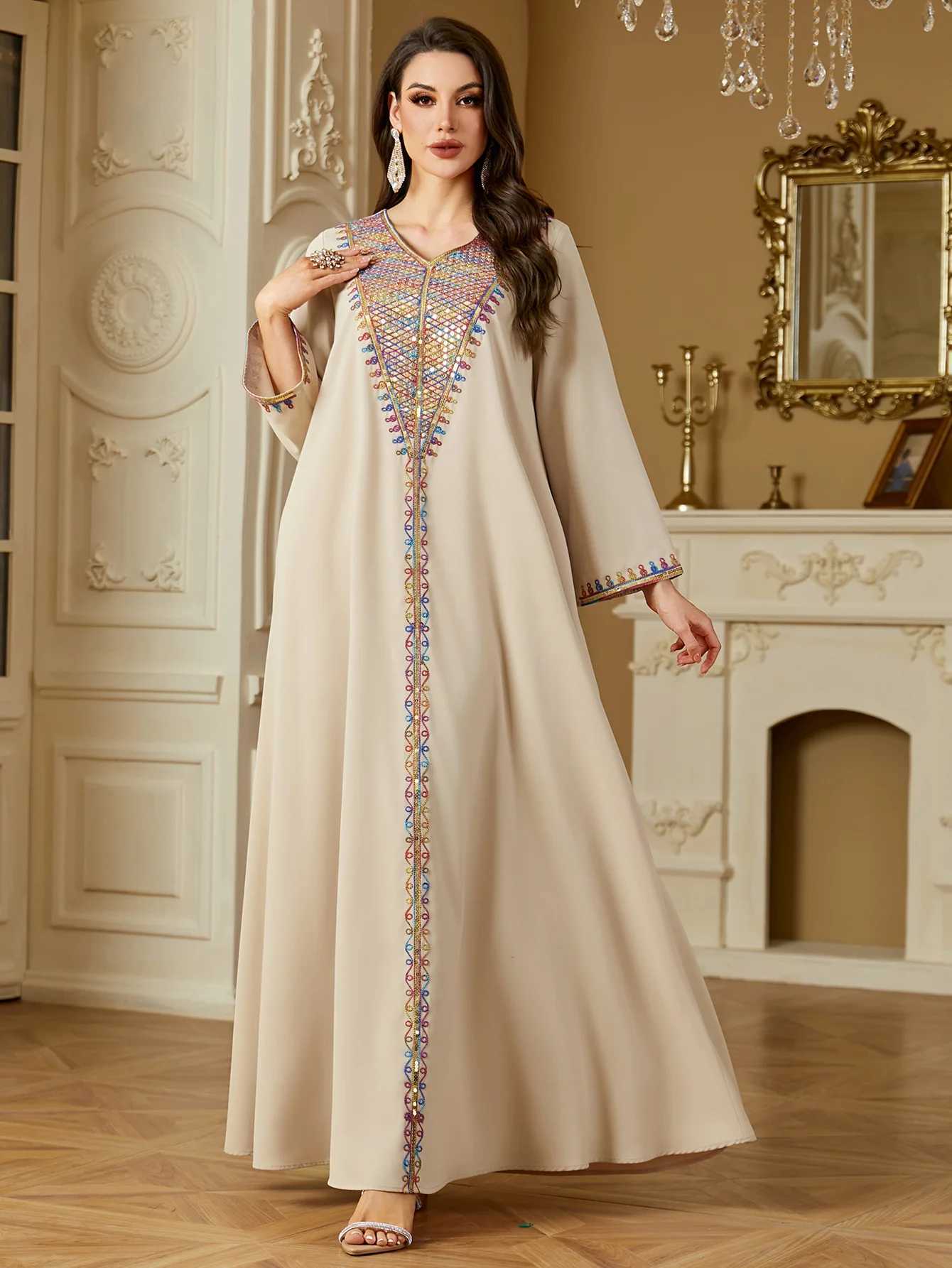2025 Ramadan Sequin Embroidery Abayas for Women Muslim Dress Eid Turkey Kaftan Dubai Femme Robe Morocco Vestidos Jalabiya Caftan X250514
