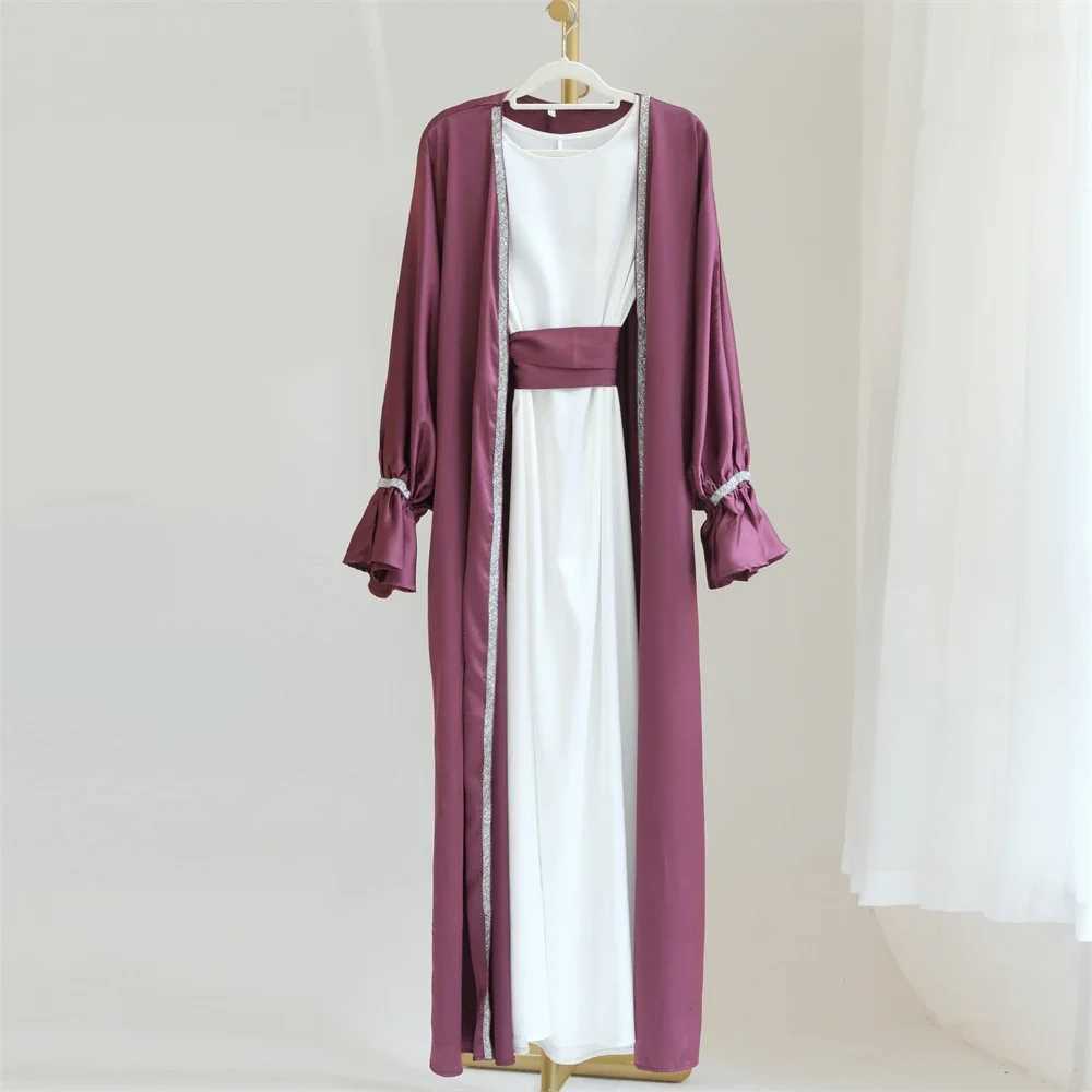 Modest Abaya Beads Muslim Women Open Cardigan Maxi Dresses Turkey Arab Robe Islamic Dubai Eid Party Femme Kaftan Kimono Jalabiya X250514