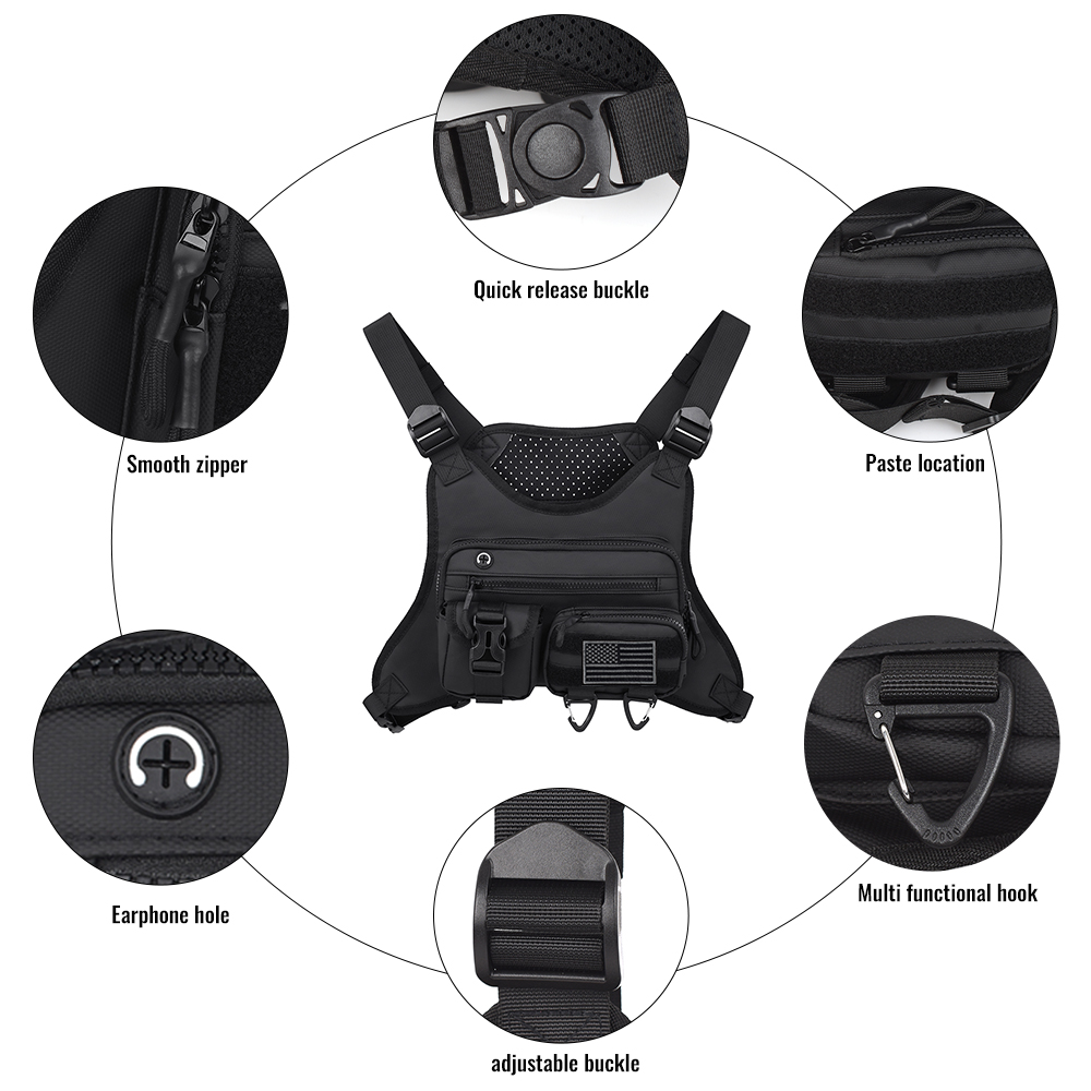 Sports Chest Bag For Men, Water Resistant Lightweight Front Running Vest Bag With Built-In Phone Holder & Extra Storage For Workouts, Cycling | 558