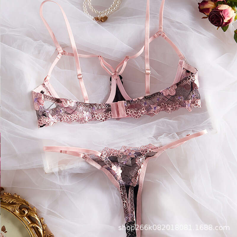 Sexy Lace Lingerie Ins New Lace Embroidered Underwear Set With Hollow Out Sexy French High Quality Spicy Girl Bra KQ