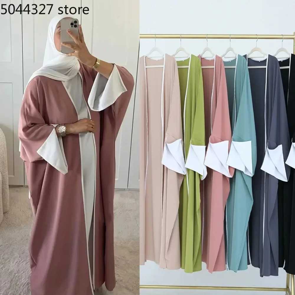 Batwing Open Abaya Dubai Luxury Patchwork Kimono Cardigan Muslim Abayas for Women Turkish Dresses Kaftan Robe Islamic Clothing X250514