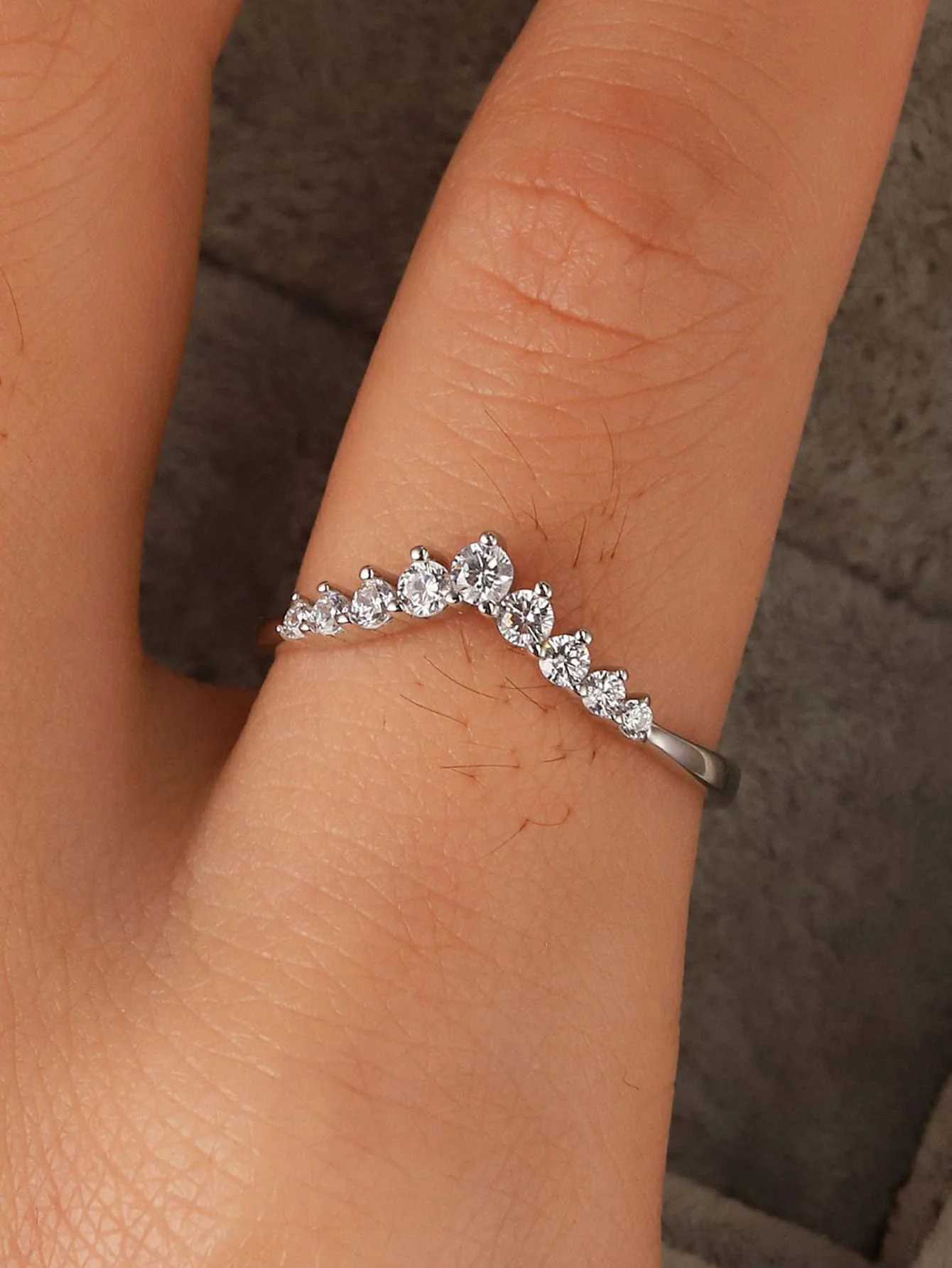 S925 Sterling Silver Little Princ Crown Diamond Ring Simple Sen Series Little Fresh Fine Wedding Engagement Birtay GiftXJ250514