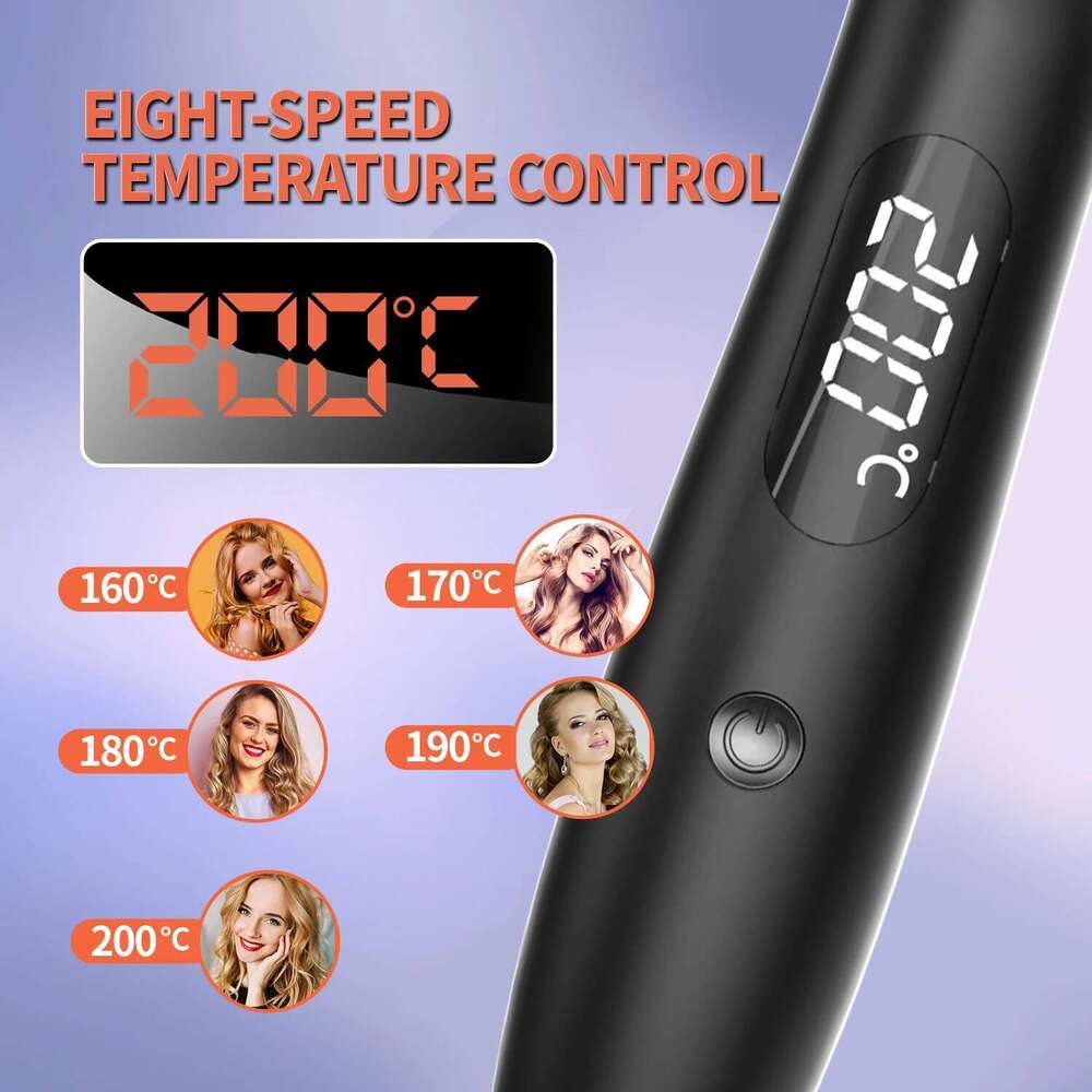 Rotating Heat Hot Comb 450F Round 2 in 1 Hair Curler Straightener Brush Women Gift