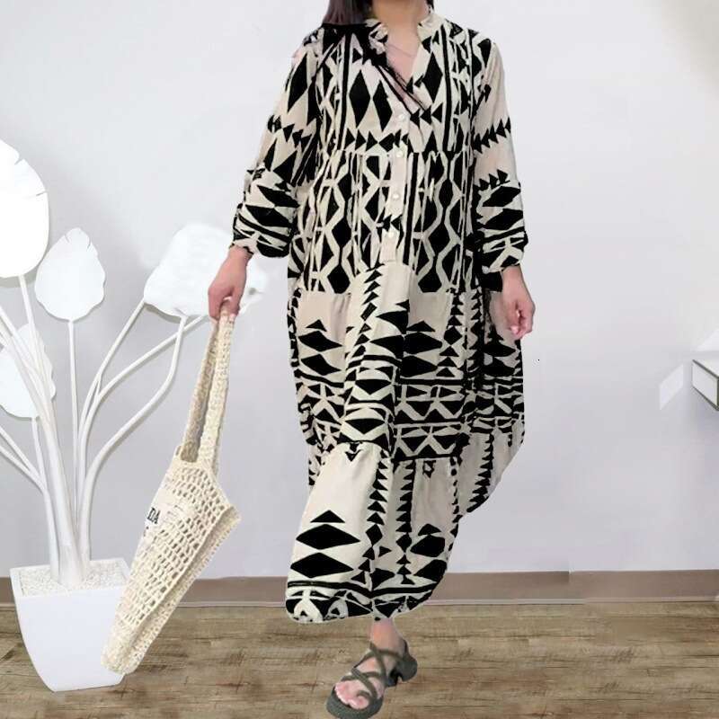 Women Clothes Dress Oversized Women S Autumn New Pullover Print Bohemian Dress For Women KQ