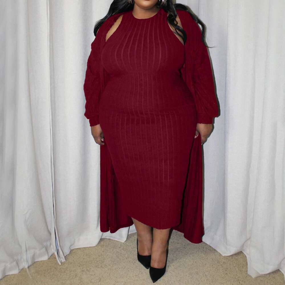 Plus Dress Women Clothing Oversized Fashion Korean Two-piece Suit Large Size Elegant Sexy Bodycon Shirt Dresses Female Skir