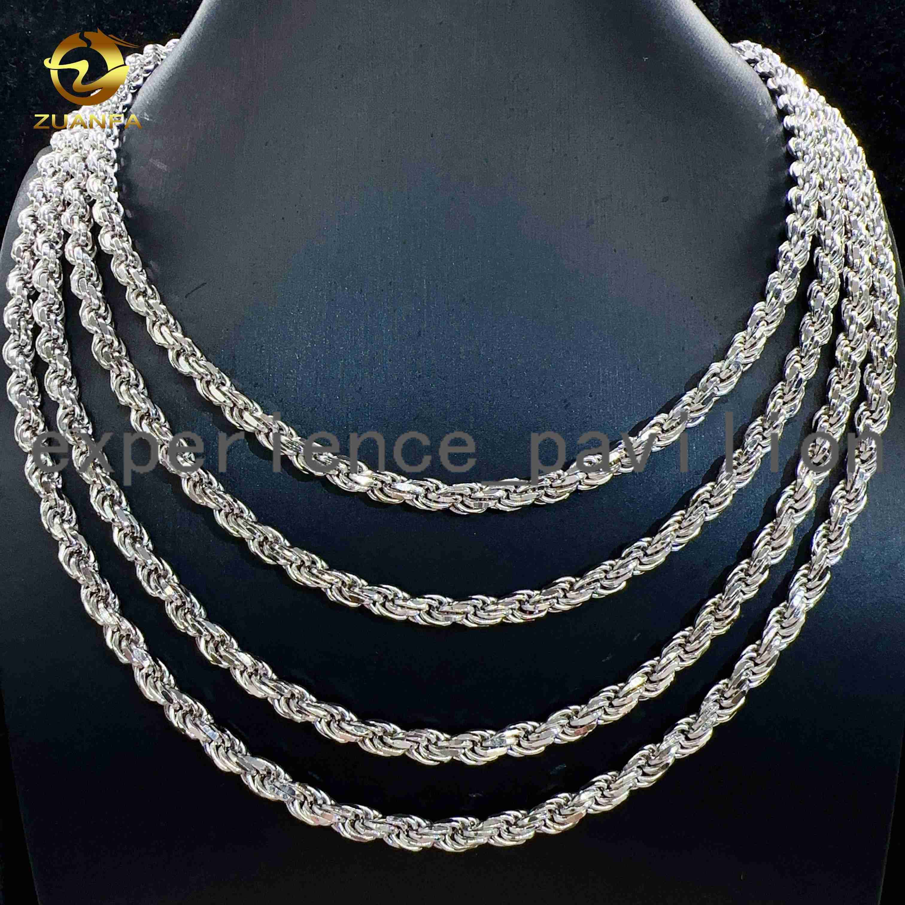 Moissanite Hip Hop Jewelry 6mm 925 Sterling Silver Rope Chain VVS Diamond Chain for Men women