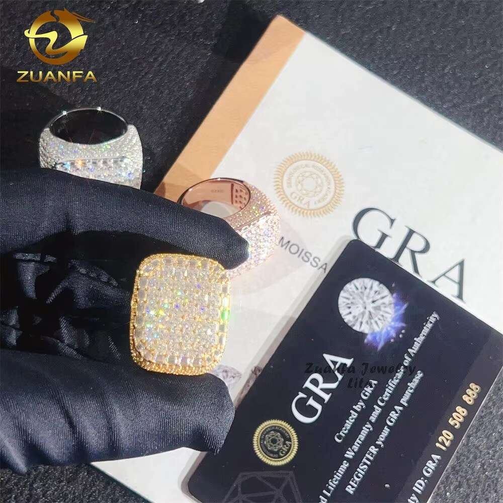 Fine Jewelry Hip Hop Luxury Champion Silver Iced Out Princess Cut VVS Moissanite Diamond Ring