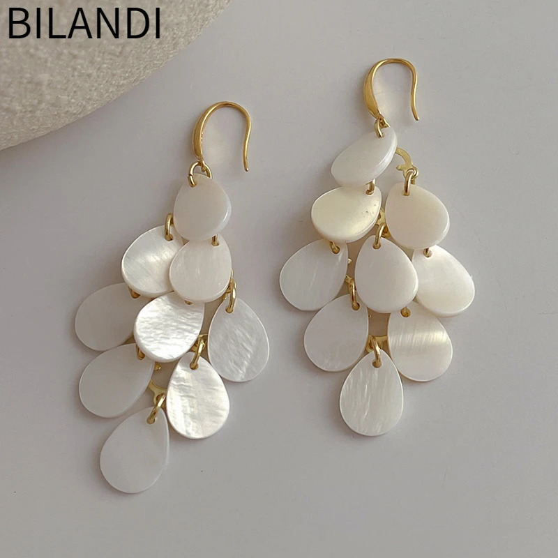 Bilandi Trendy Jewelry Multi Shell Tassel Long Dangle Earrings For Women Girl Gift Fine Ear Accessories 250514