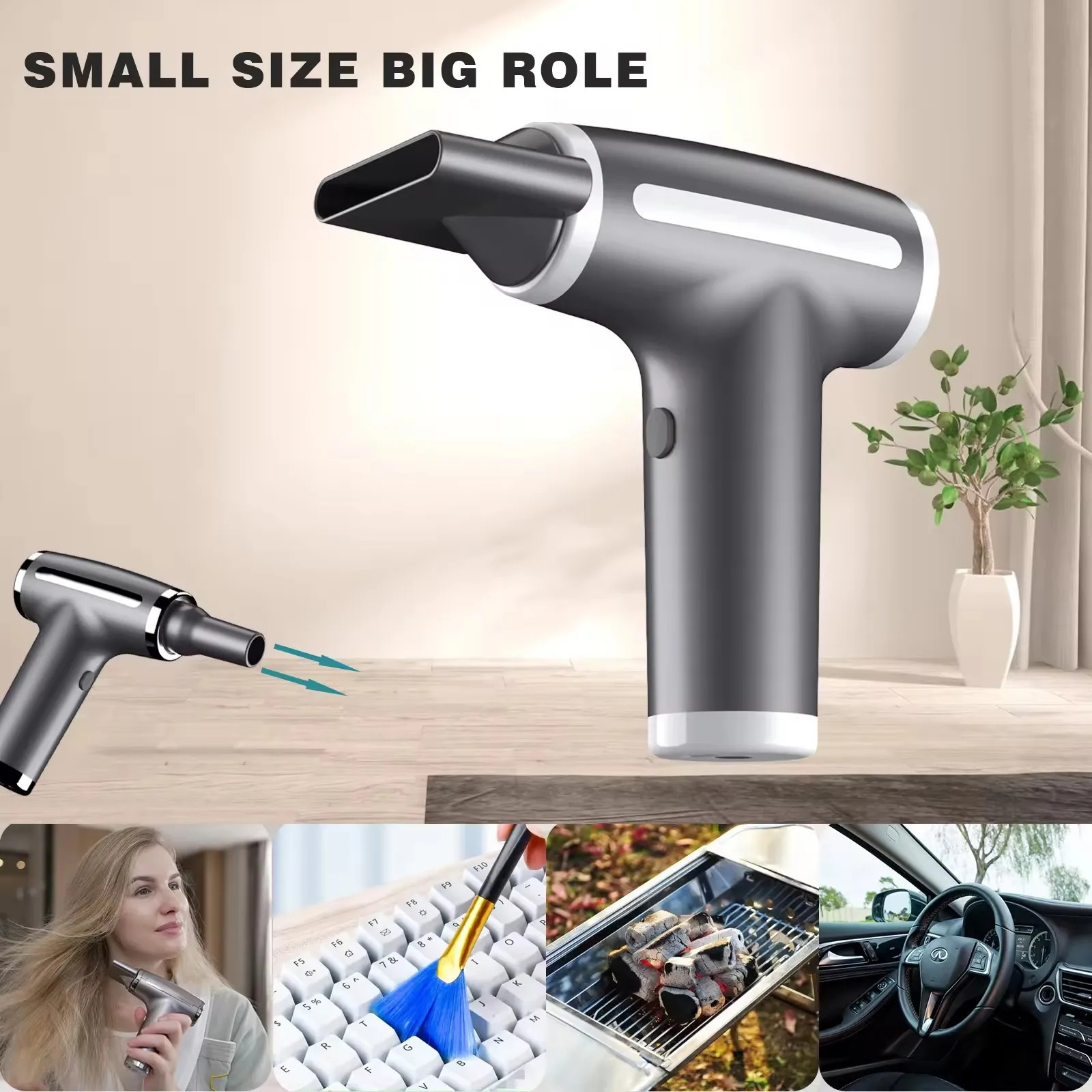 Wireless Hair Dryer High-Power Wind Fast Cleaning Dust Blowing Blow Dryer Household Outdoor USB Multifunctional Hairdryer 250513