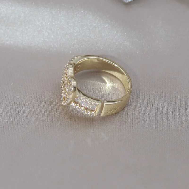 14K Gold Plating Luxury Zircon Ring Korea New Design Fashion Jewelry Elegant Womens Party Opening Adjustable AccordsXJ250514
