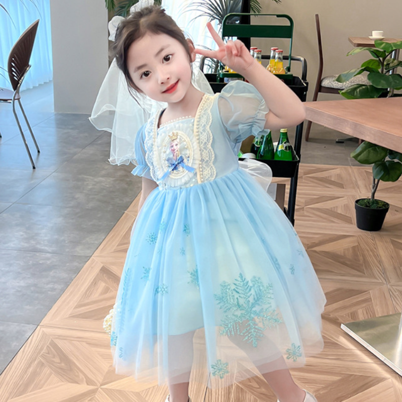 DISNEY toddler designer clothes girls designer clothes Frozen Elsa princess Girls' dress princess costume comfortable and soft pure cotton.