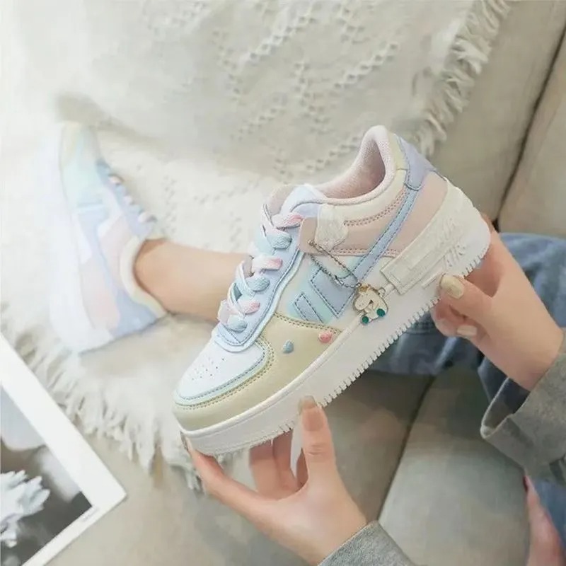 Women Chunky Platform Fashion Autumn Breathable Comfort tennis Feminino Sport Shoes White women Sneakers pink 240607