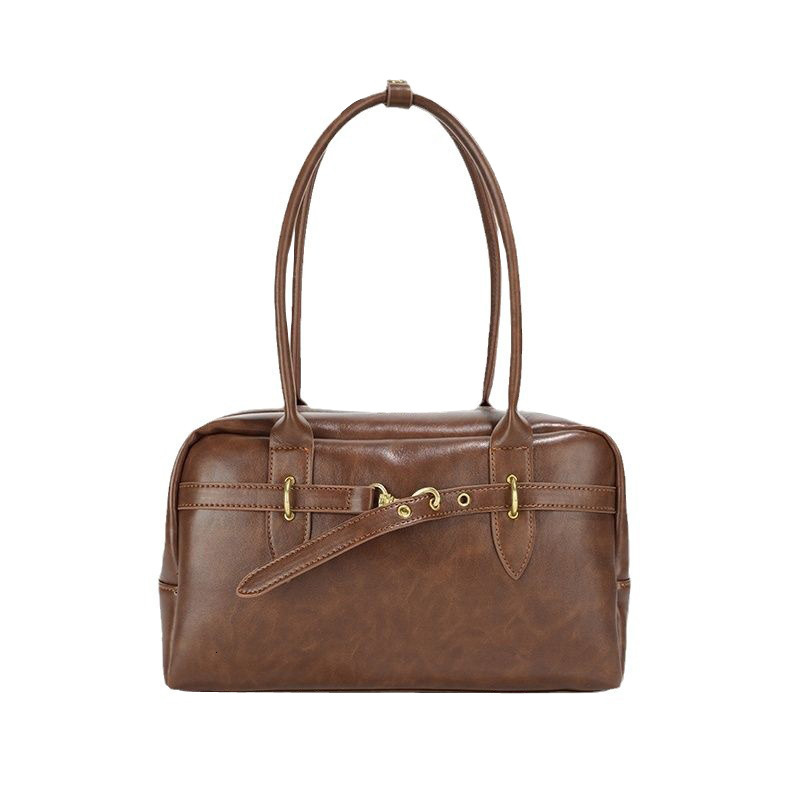 2025 Spring/Summer New Large Capacity Women's Underarm Bag Single Shoulder Designer Commuter High end Retro Multi functional Boston Pillowcase