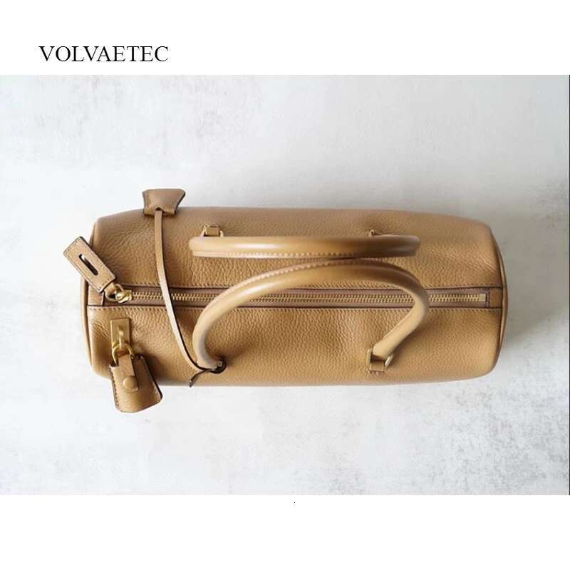 VOAETEC Inside Outside Full Pillow High-end Soft Medieval Genuine Leather Hand-held Underarm Boston Travel Bag