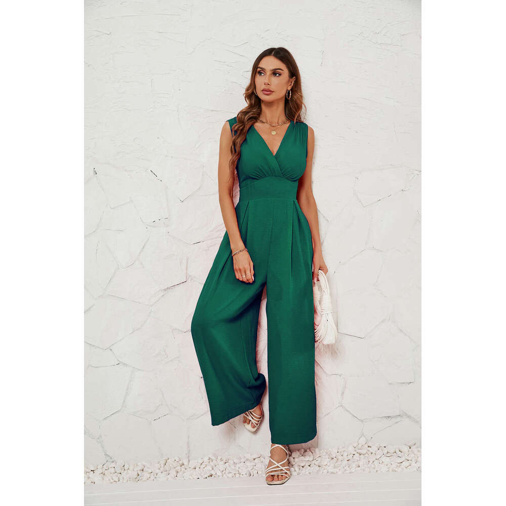 Self Owned Photography Womens Wear 2025 Summer Commuter Fashion Waistband Sleeveless Jumpsuit for Women New Arrival Leisure and Leisure Printing Fashi