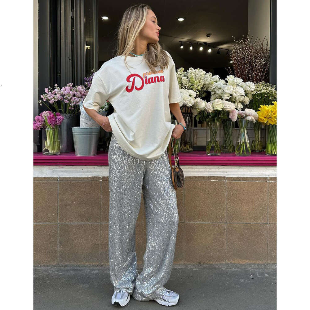Women's Wear Autumn/Winter New Insy2k Trendy American Pearl Shiny Straight Leg Floor Pants