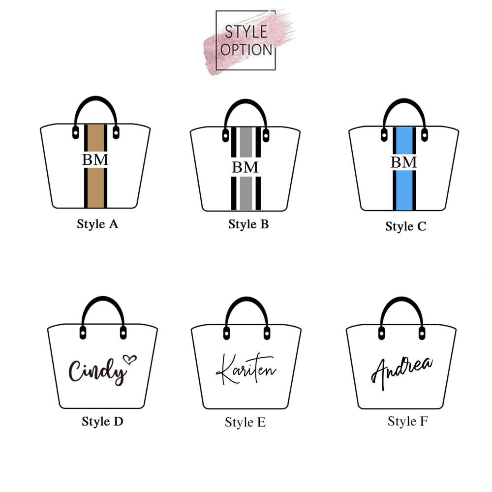 Personalized Tote With Customised Stripe Initials, Shoulder Bag, Holiday Handbag, Bridesmaid Proposal Bag