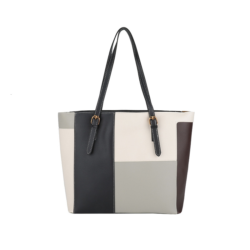Free Delivery Designer Bag Big For Women 2025 Trendy Korean Edition Large Capacity Simple Single Shoulder Splicing Color Contrasting Tote Bag Hand Lux