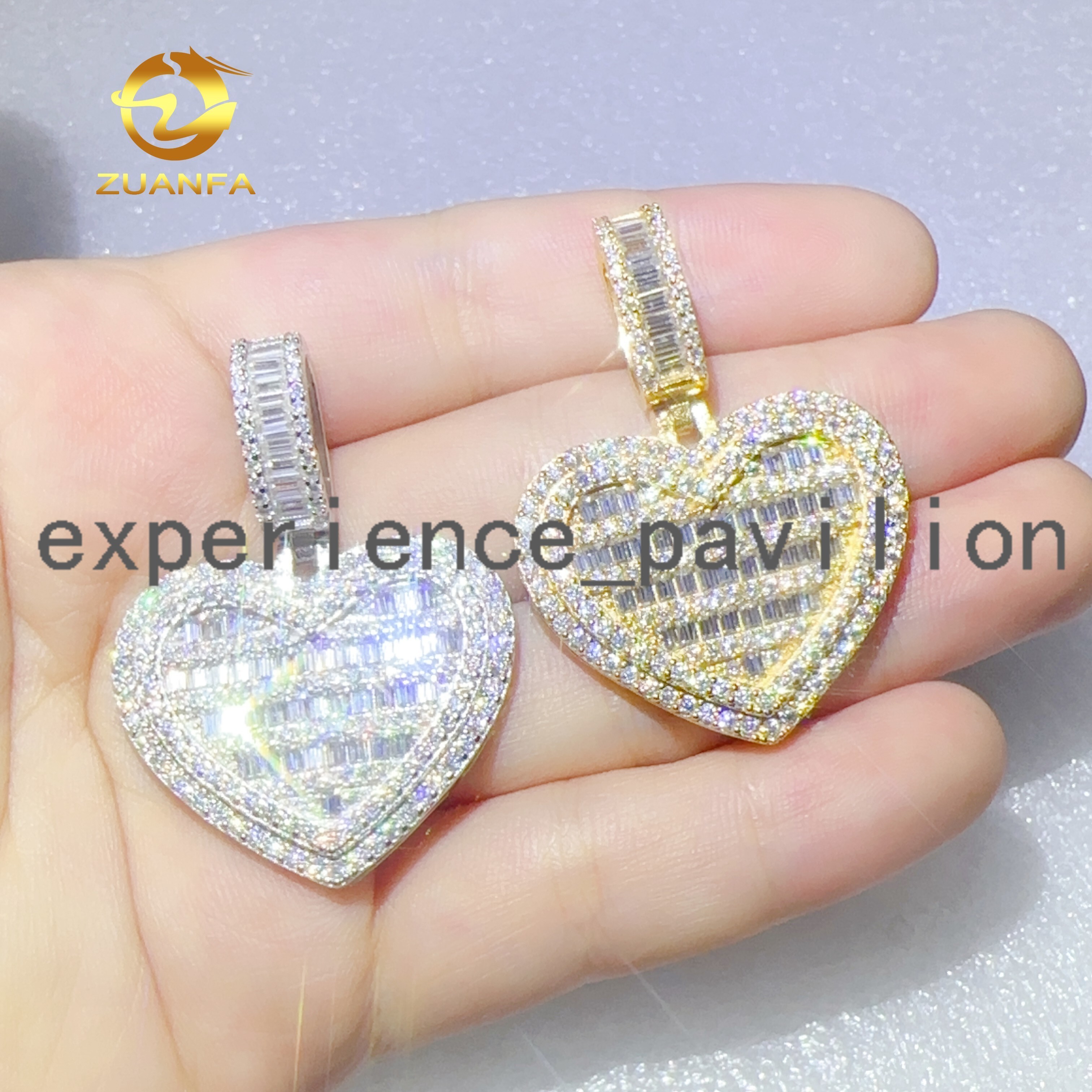 Emerald Diamond Pendant 925 Silver Iced Out Moissanite Pendant Custom Jewelry Heart Shape Pendant