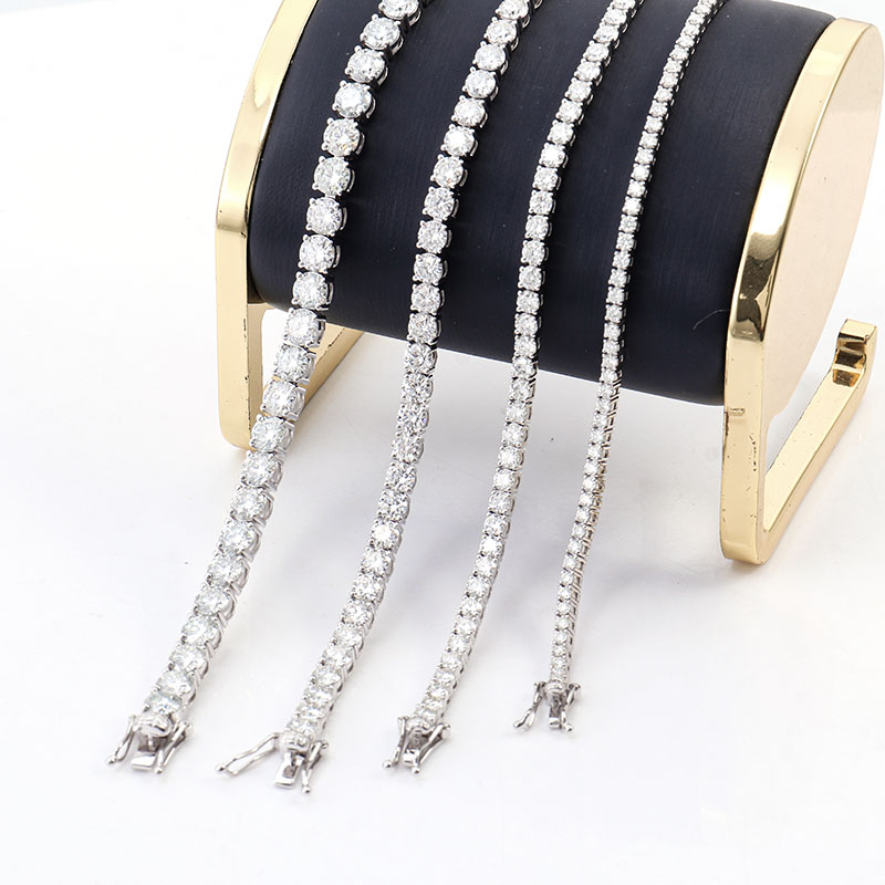 Fine Jewelry bracelets DEF Vvs Moissanite Diamond Hiphop Tennis Chain Link GRA Certificate 100%925 Sterling Silver 2mm tennis chain Bracelet