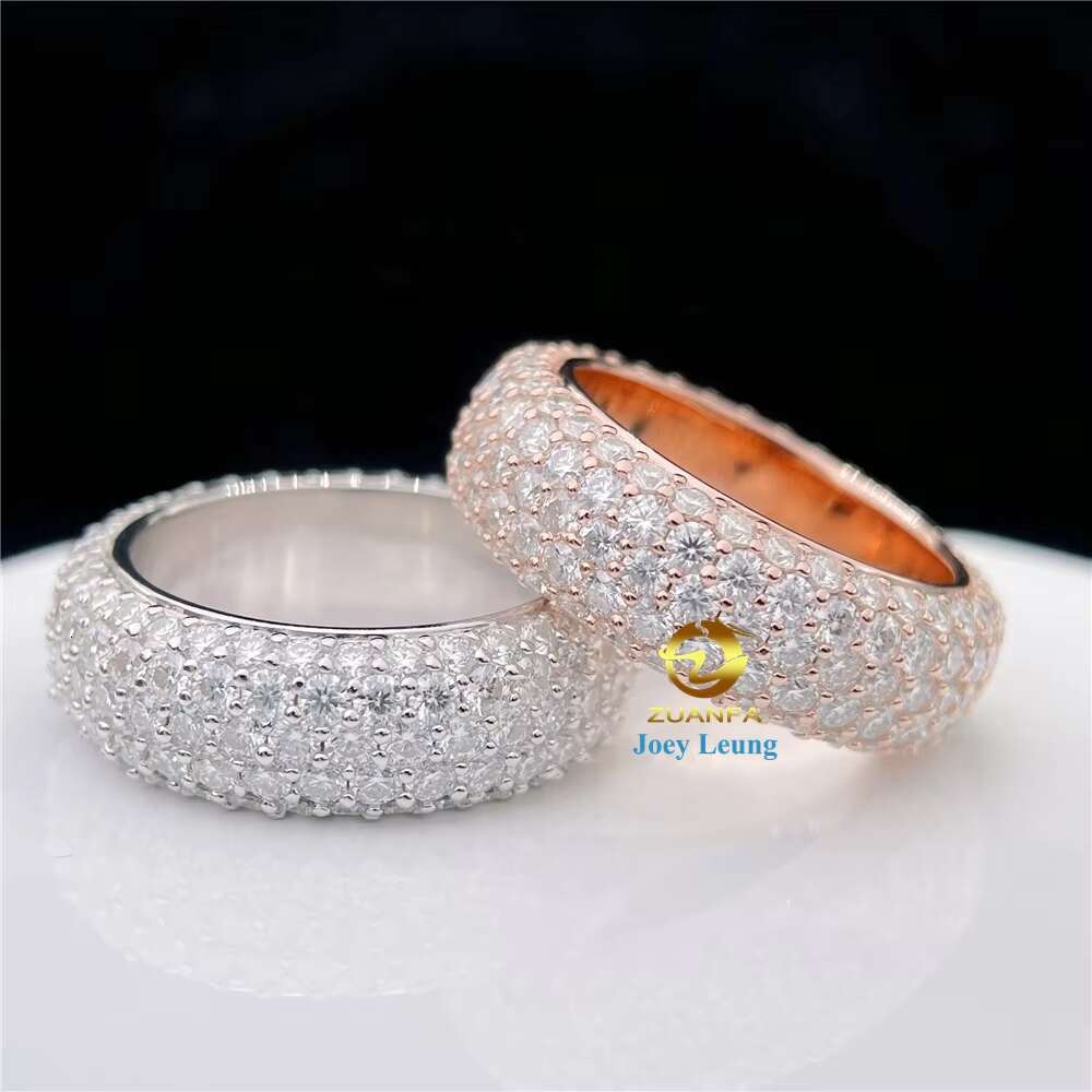 5 Rows Stone 925 Sterling Silver 14K 18K Gold Plated Iced Out Jewelry VVS Moissanite Eternity Band Rings