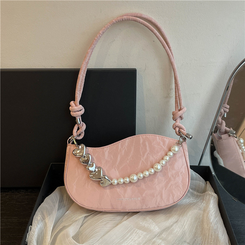Free Delivery Designer Bag Small Niche Design For Women 2025 New High End Style French Stick Pearl Chain Armpit Single Shoulder Crossbody Luxury Bag