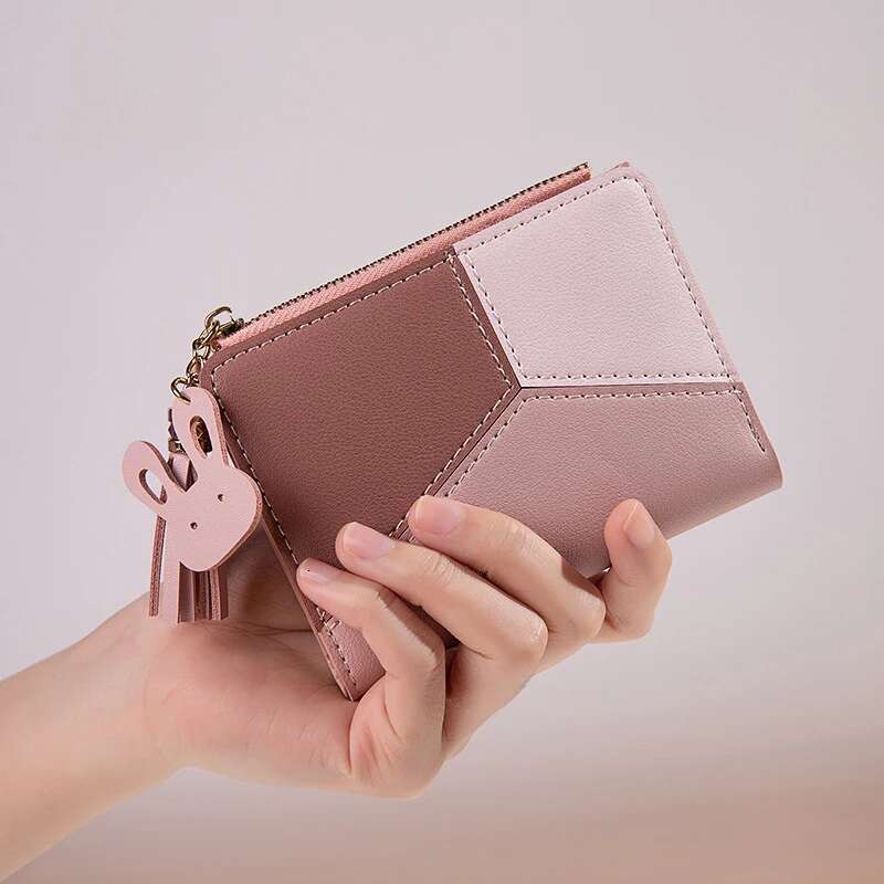 PU Women's Wallet Made of Leather Women Card Holder Foldable Portable Lady Coin Purses