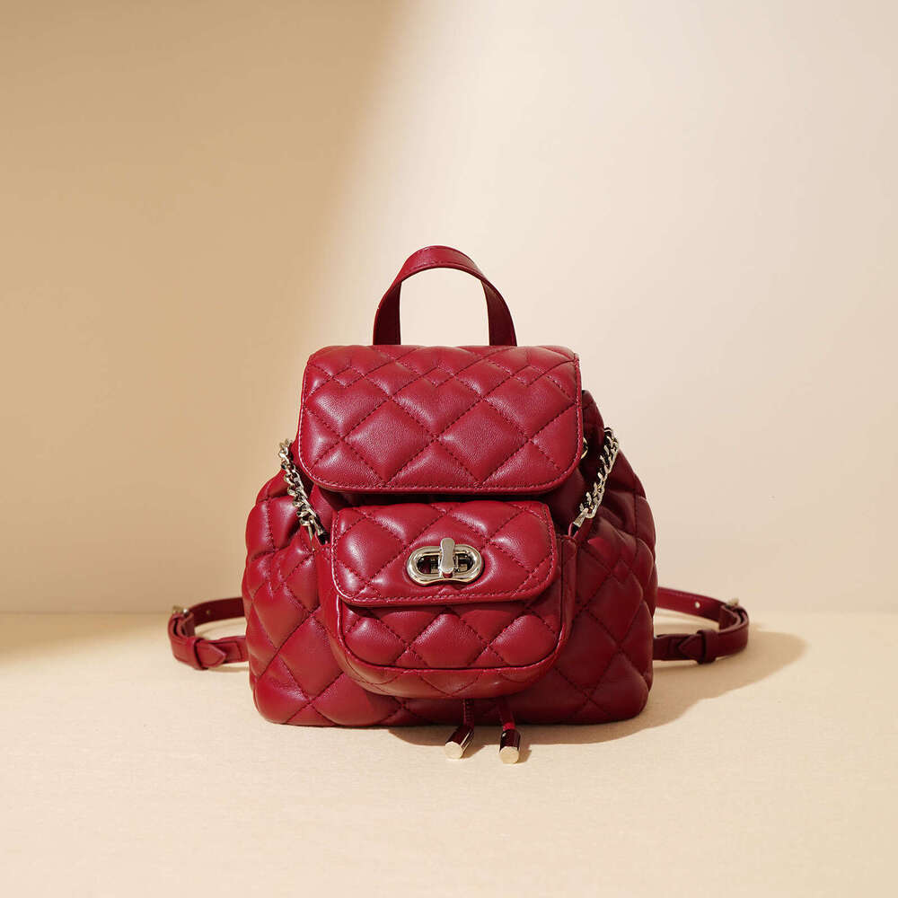 Shoulder Bag For Women 2025 New High-End Versatile Exquisite Niche Small Fragrance Style Diamond Grid Travel Mother And Child Backpack