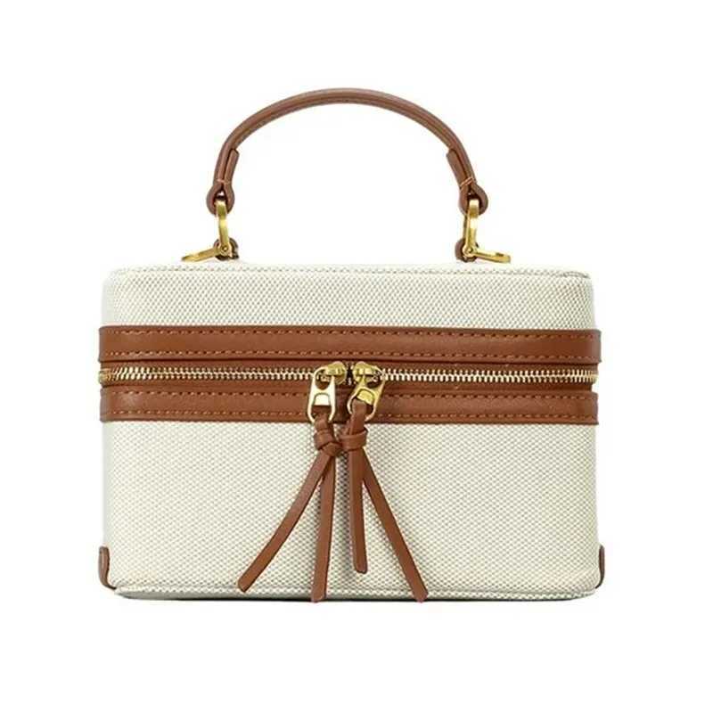 Splicing Canvas Box Bag Cmuter Tote Shoder Crossbody Bags For Wen Daily Lunch Box Bag Pouch Z250514