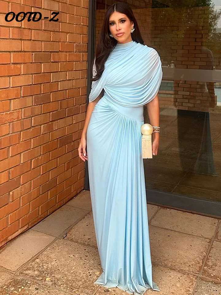 Beach Long Dress Women Sexy Pleated Empire Hip Package Sleeveless Asymmetrical Female Dresses 2025 Spring Summer Lady RobeXJ250514
