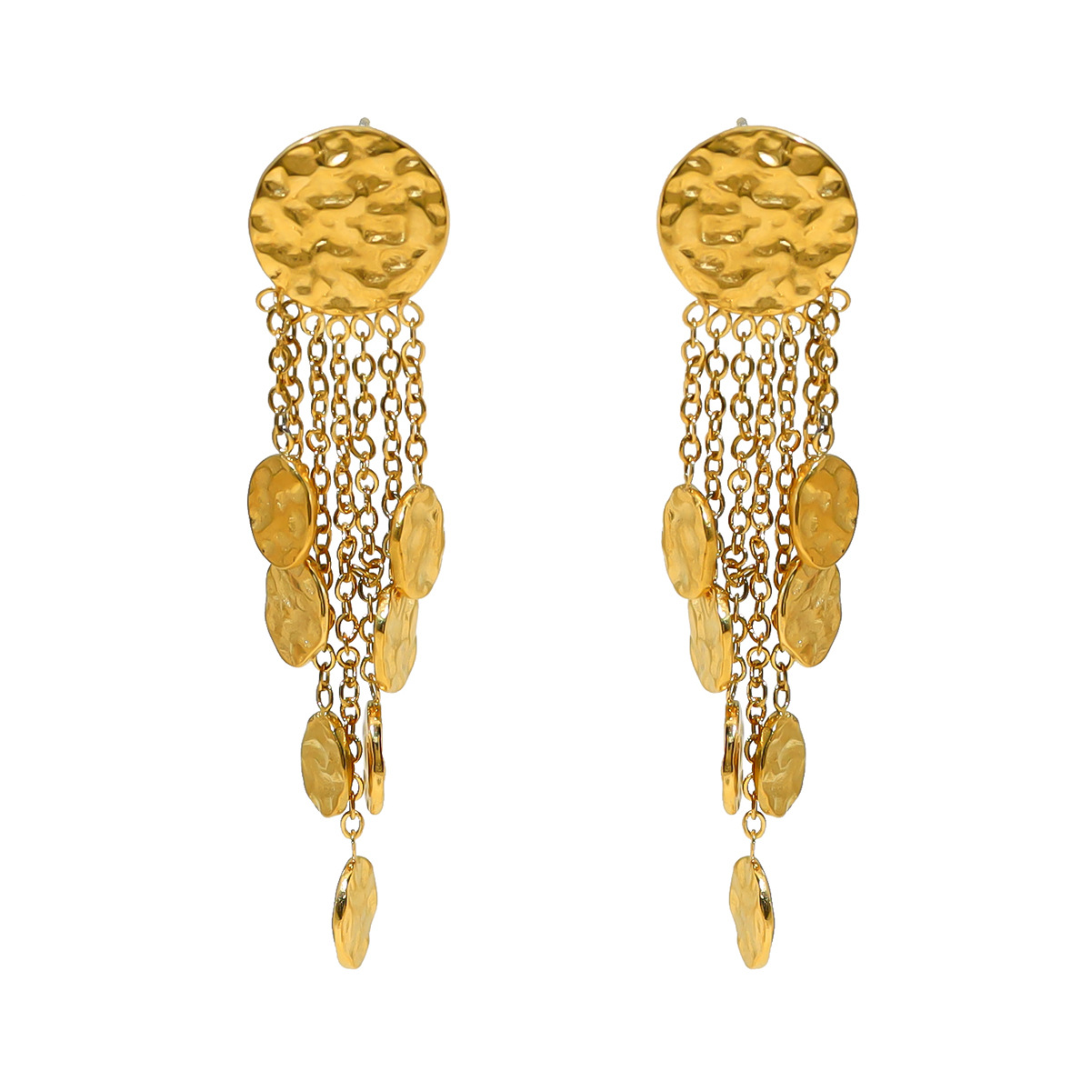 Sophisticated Circles of Shimmering Metal Beads Necklace Set Featuring Artisanal Texture