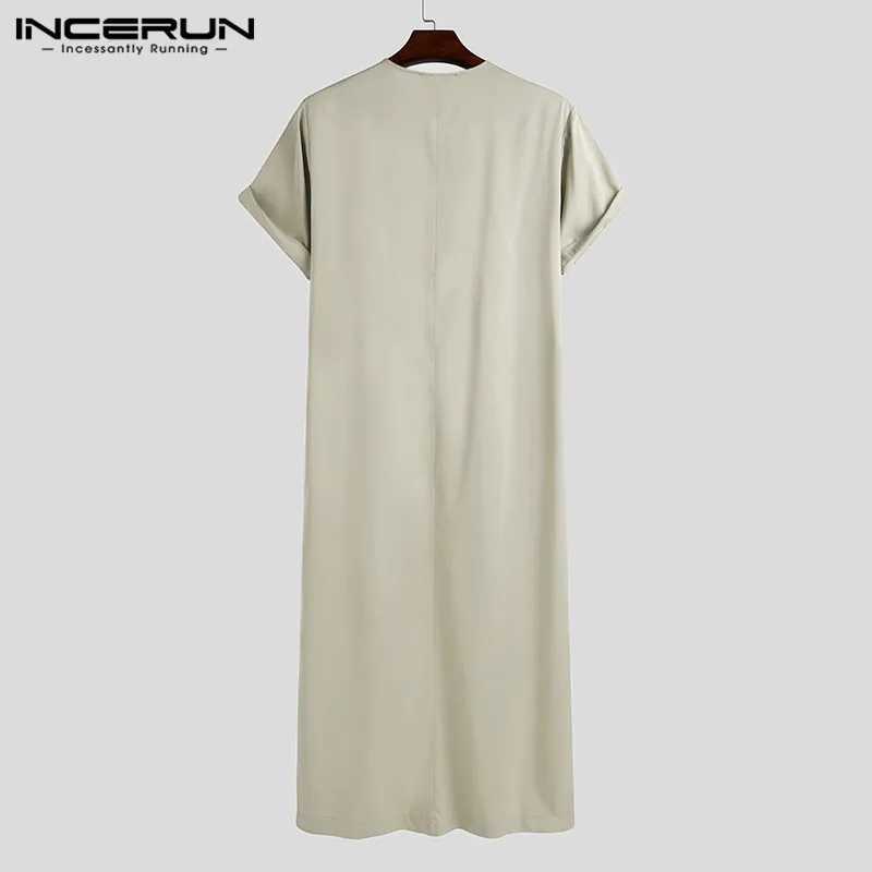 Men Muslim Kaftan Short Sleeve Solid O Neck Jubba Thobe Abaya Middle East Dubai SAudi Arabia Islamic Mens Robes S-5XL X250514
