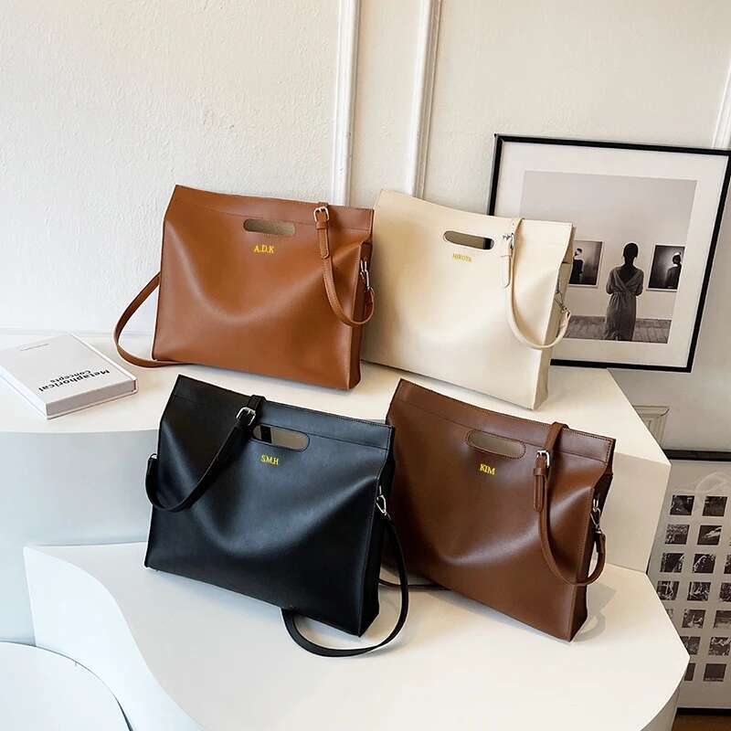 Design Fashion Laptop Bag For Woman Custom Name Business Office Daily Cross Body Briefcase Leather Large Capacity Handbag