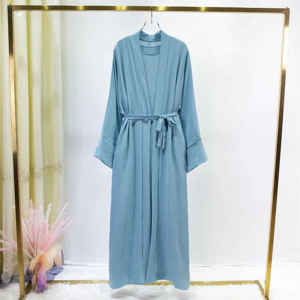 2pics Muslim Sets Muslim Jilbab Two Pieces Women Out Abaya Loose Cardigan Coat Slveless Inner Dress Prayer Clothing with Belt X250514