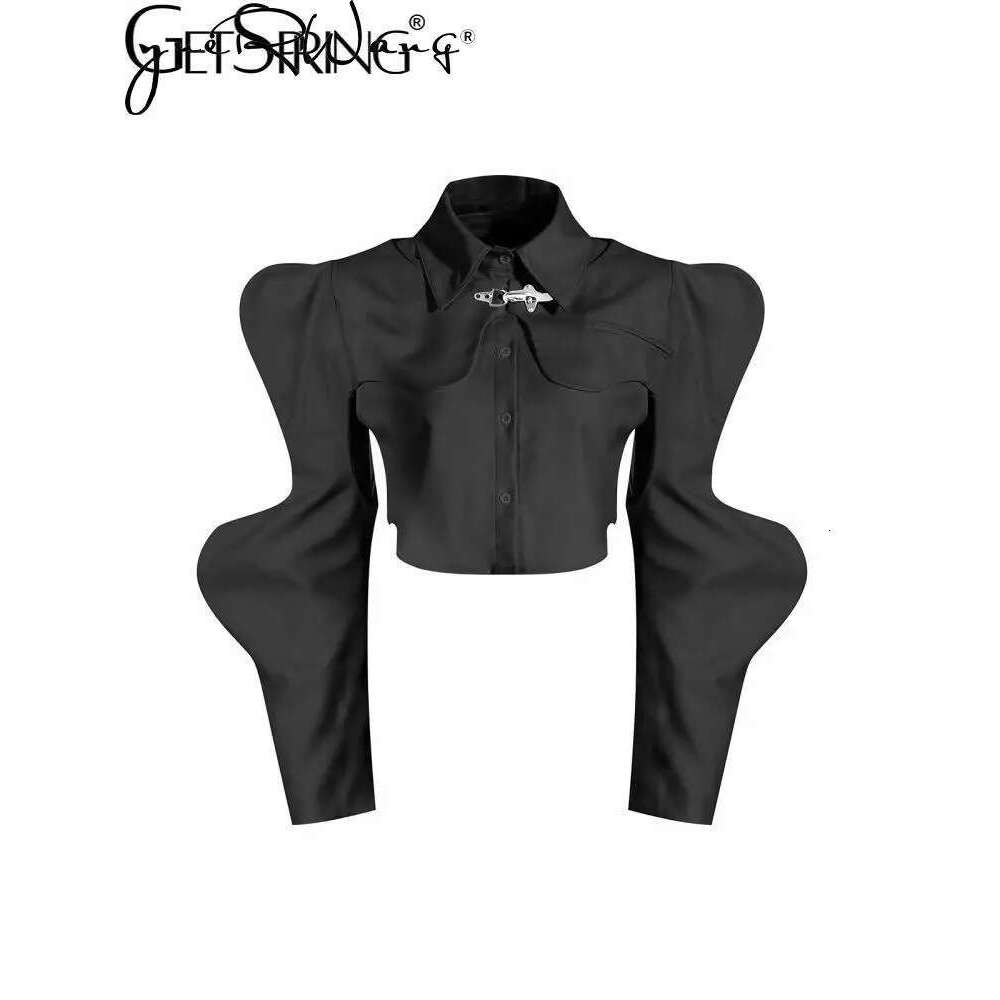 Getspring Women Blouse Sleeveless Single Breasted Short Ladies Shirt With Long Sleeve Shawl Two Piece Sets Fashion Female Tops